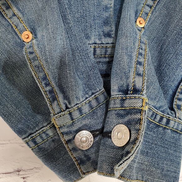 Levis Womens Iconic Classic Blue Jean Denim Jacket Small Button Front Pockets - Picture 5 of 11